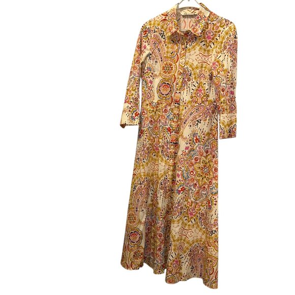 zara incredible crisp cotton paisley shirt dress M - Picture 1 of 4